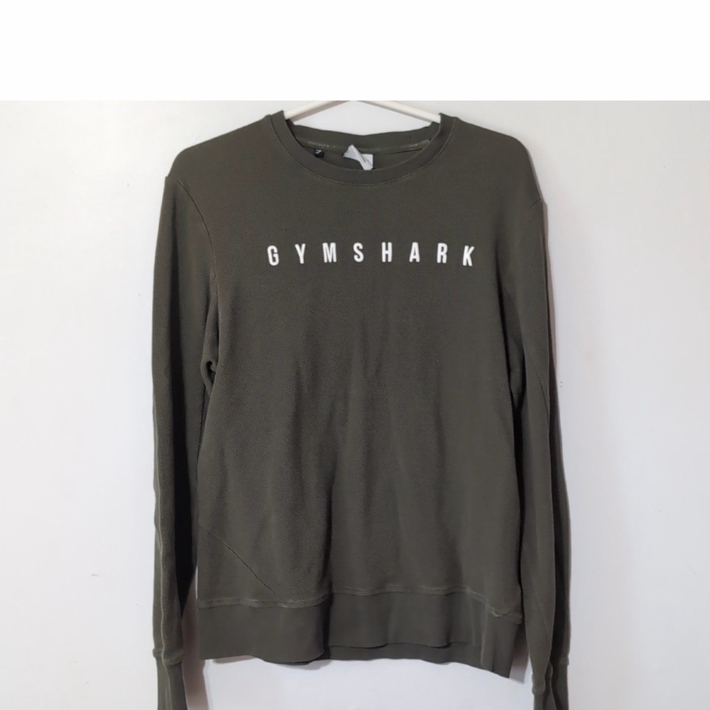 Gymshark Olive Crewneck Sweatshirt with White Logo